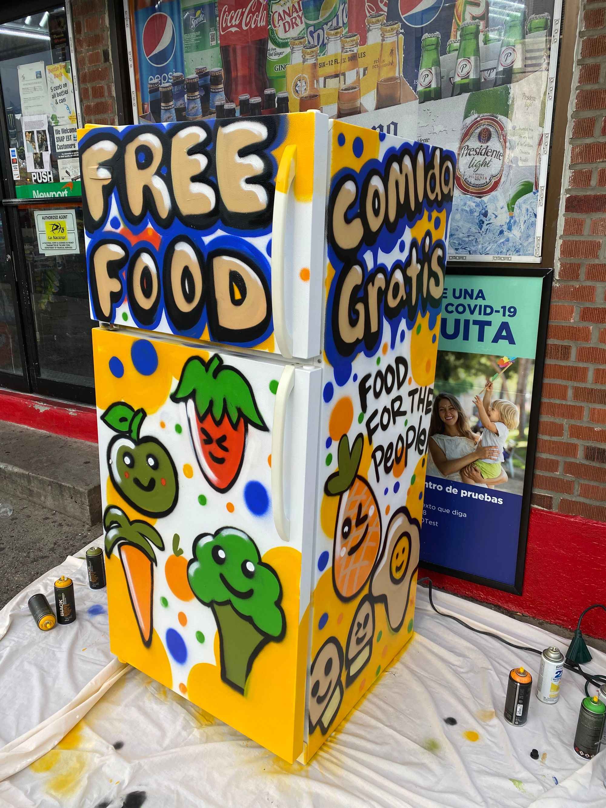 East Bronx Dems Mutual Aid Group's New Community Fridge - freshly painted!