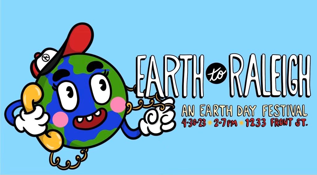 Raleigh United Mutual Aid Hub's Earth Day Festival flyer for April 30, 2023